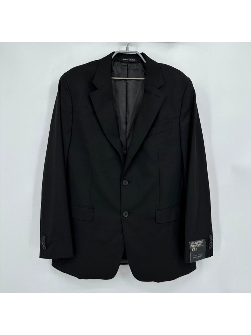 Banana Republic Factory Black Tailored Fit Suit Jacket 44R Men Wrinkle Resistant